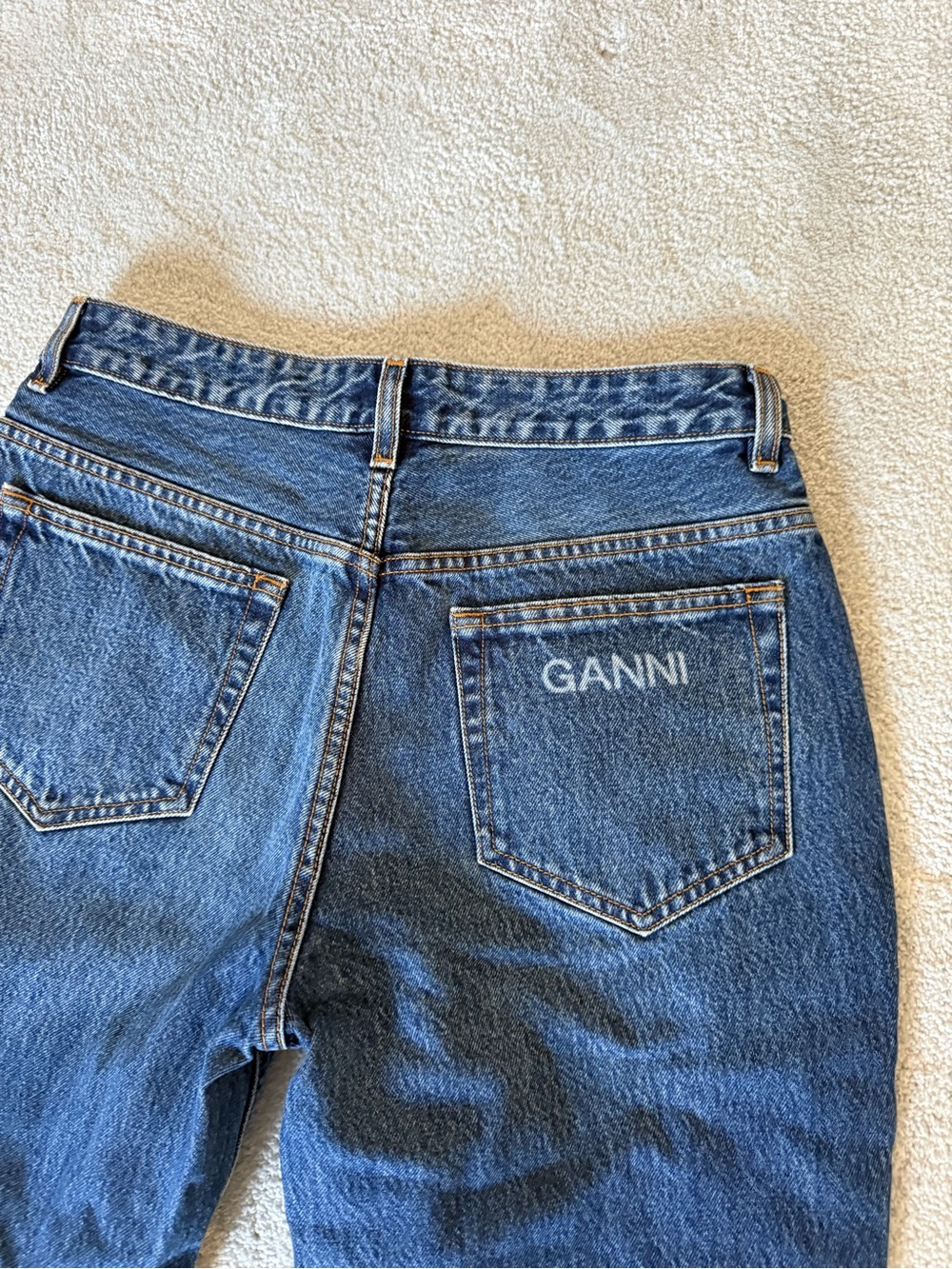 Ganni High-Rise Dark Blue Back-Pocket Denim Jeans
